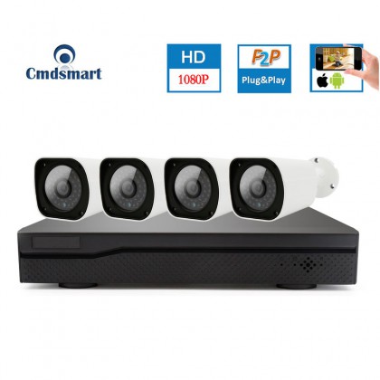 H.265 4CH 1080P POE NVR Kits 4PCS IP Camera Security Video Surveillance System Motion Detection Record P2P