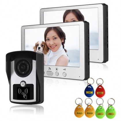 2 Indoor monitor ID Card 7 inch TFT LCD Night Vision Video Door Hone Inter LCD IR Key Panel Doorbell