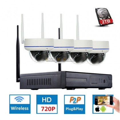 4CH 720P HD Wireless CCTV System Dome Waterproof IP Camera IR-CUT WIFI NVR CCTV WIFI Security Video Surveillance Kits