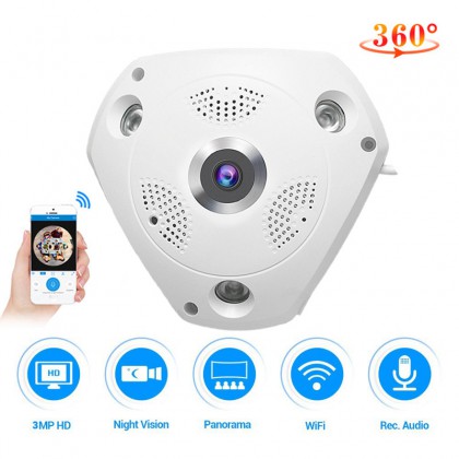 C61S IP Camera 3MP Fish Eye Panoramic 1080P WIFI CCTV 3D VR Video IP Cam Micro SD Card Audio Remote Home Monitoring