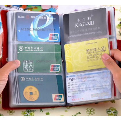 Men&Women's 90 Card places Genuine Leather Card Holder Bank Credit Business Card Bag W/ Big Capacity,Gifts