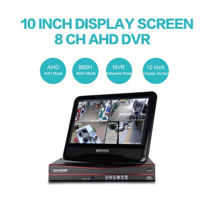 3IN1 AHD 8CH 10 Inch DVR With Home Security Display Professional DVR Recorder