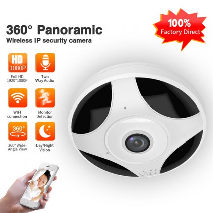 Mini Wifi Camera 360 Degree Panoramic Camera HD Night Vision Support SD Card Indoor Switch Remote Camera