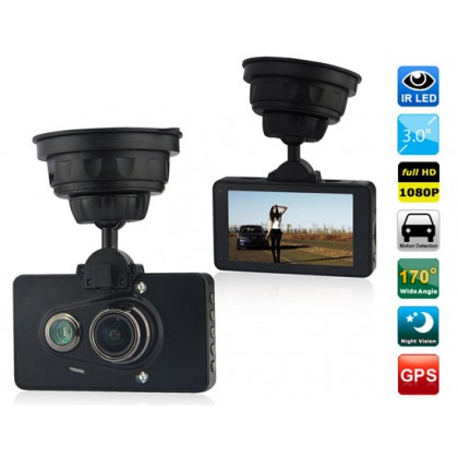 3.0" TFT Screen Ambarella 1080P Full HD Vehicle Black Box DVR with 4X Digital Zoom (Black)