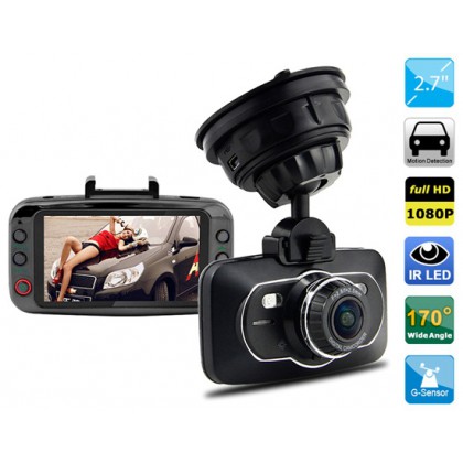 2.7" LCD 1080P Vehicle Black Box DVR Camera Video Recorder with Motion Detection, Loop Recording, HDMI Output & G-sensor