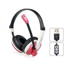 OVLENG Q14 USB On-ear Super Bass Gaming Headphones with Microphone & 1.5 m Cable (Red)