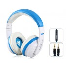 MQ55 3.5mm Plug On-ear Stereo Headphones with Microphone & 1.2 m Cable (Blue)