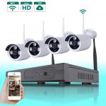 4PCS 1080P Wireless Outdoor IP Camera System Nightvision 4CH Security 1080P HD Network Wifi NVR Kit Smartphone View