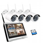 1080P Wifi CCTV Camera System 4CH Wireless NVR with 12" LCD Monitor 2MP Outdoor Security Camera Video Surveillance Kit