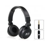 A3 Wired Stereo Headset with Microphone, 3.5mm Plug & 1.1m Cable (Black)