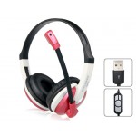 OVLENG Q14 USB On-ear Super Bass Gaming Headphones with Microphone & 1.5 m Cable (Red)