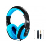 3.5mm Plug Multi-functional Stereo On-ear Headset Headphones with Microphone for Apple Devices (Blue)