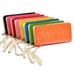 Hot Selling Standard Wallets Wristlet Bag, Fashion Women Patent PU Leather Day Clutches with Stone Pattern Purse
