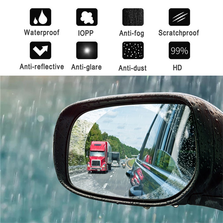 2 PCS Car Rearview Mirror Anti-Fog Membrane Waterproof Rainproof Car Mirror Window Protective Film Car Sun Shade